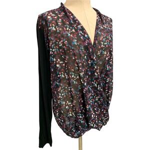 Size XL Maurices Faux Wrap Shirt Dot Pattern Soft Knit Back